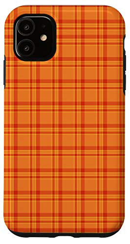 iPhone 11 Orange Plaid Halloween Pumpkin Autumn Fall Thanksgiving Gift Case