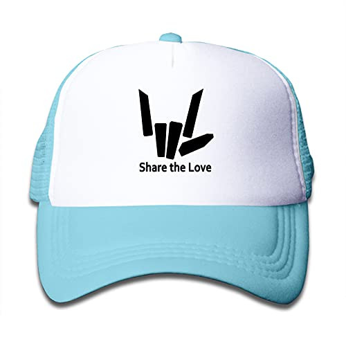 Share The Love Pattern Baseball Cap for Boys and Girls Mesh Snapback Funny Trucker Hat for Kid Black ?Kids Baseball Cap