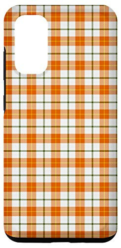 Galaxy S20 White Orange Thanksgiving Vibrant Fall Autumn Plaid Pattern Case