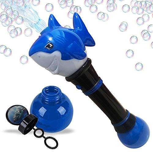 ArtCreativity Light Up Shark Bubble Blower Wand- 11.5 Inch Illuminating Bubble Blower Wand with Thrilling LED Effect- Bubble Fluid and Batteries Included- Great Gift Idea- Party Favor for Kids