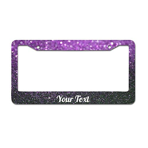 UTF4C Your Text Glitter Purple Black Car License Plate Frame - Chrome Metal Auto License Plate Frame Tag Holder Frame Cover - 12inchX6inch for Universal Cars UTF4C Your Text Glitter Purple Black Car License Plate Frame - Chrome Metal Auto License Plate Frame Tag Holder Frame Cover - 12inchX6inch for Universal Cars