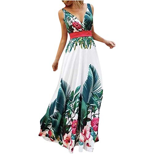 Dress for Women Floral Print Plus Size Maxi Dress-Vintage V Neck Sleeveless Empire Waist -XXL- Green- Dress for Women Floral Print Plus Size Maxi Dress-Vintage V Neck Sleeveless Empire Waist -XXL- Green-