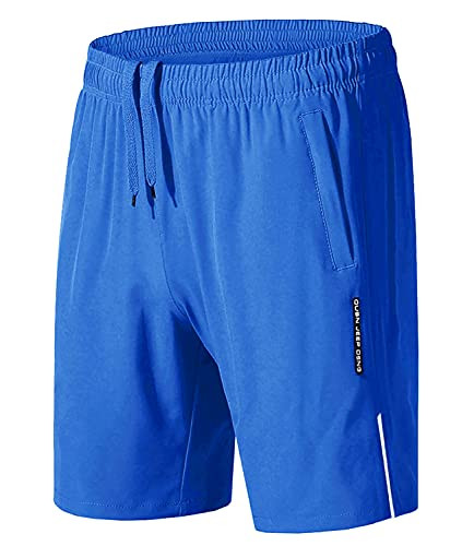 KEFITEVD Quick Dry Shorts for Men with Pockets Athletic Jogging Shorts Men Light Weight Gym Workout Shorts Blue
