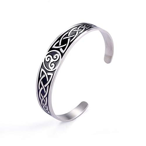 cooltime Stainless Steel Viking Bracelets Celtic Knot Trinity Triquetra Amulet Unisex Celtic Jewelry -Triskelion -Triskele--