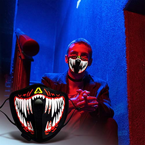 BEFOKA Personalized Flashing Luminous LED Voice Activated Face_Mask Masquerade Party Light Up Facemask -C- BEFOKA Personalized Flashing Luminous LED Voice Activated Face_Mask Masquerade Party Light Up Facemask -C-