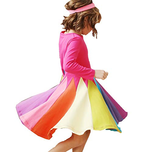 Toddler Kids Baby Girl Summer Dress Clothes Rainbow Ruffle Twirl Dress Princess Sundress Playwear Outfits