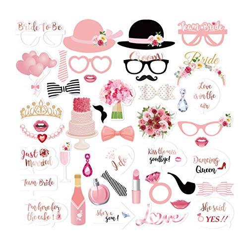 Wedding Photo Booth Props Rose Gold Bridal Shower Party Supplies Selfie Props, Funny Prop Signs TD064