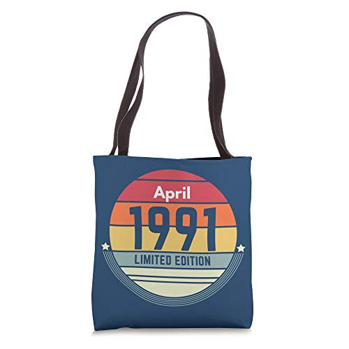 30th Birthday April 1991 Vintage Retro Women Men Tote Bag