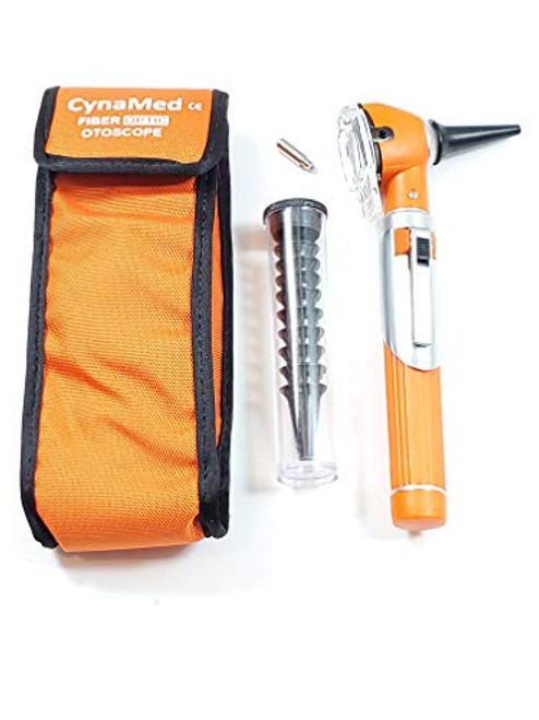 Cynamed Mini Otoscope Set-Pocket Size- Fiber Optic Otoscope Diagnostic Ear Care Tool-Pocket Otoscope -Orange-