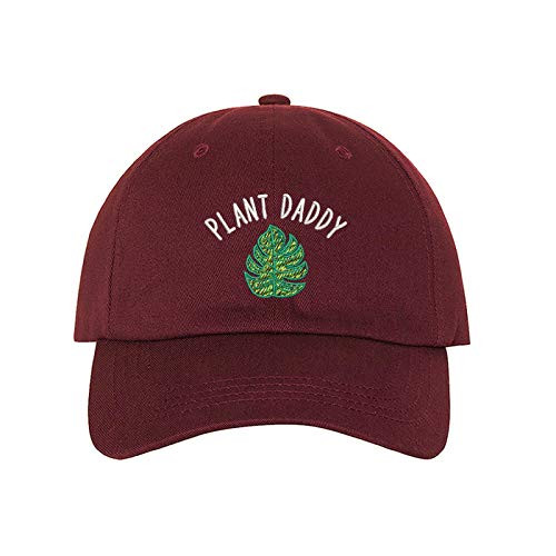 DSY Lifestyle Plant Daddy Embroidered Baseball Hat - Plant Daddy Dad Hat -Burgundy-