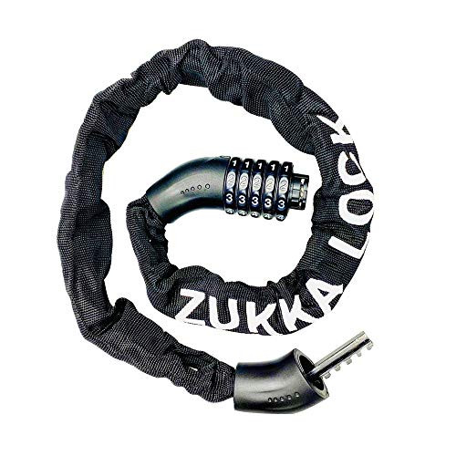 ZUKKA Bike Chain Lock- 5 Digit Resettable Combination Password Bicycle Lock-Heavy Duty Anti-Theft Cycling Cable Locks