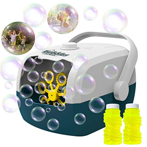 JoyGrow Bubble Machine Automatic Bubble Blower-Portable Bubble Maker for Toddler Kids Outdoor Indoor Party Activity Use with 2 Bottles of Bubble Solution -Battery Operated Version-