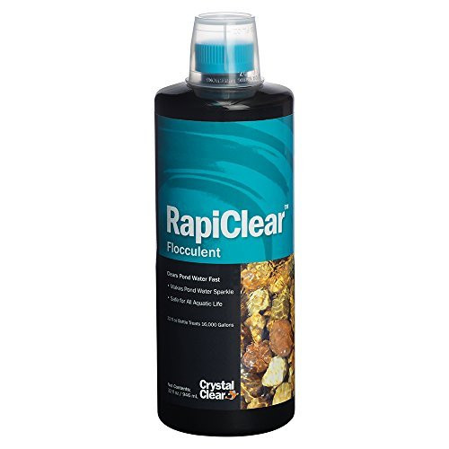 Crystal Clear RapiClear Liquid Flocculent - Pond Water Clarifier - 32 Ounces Treats Up to 16-000 Gallons