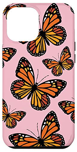 iPhone 12 Pro Max Cute Monarch Butterfly Design Pastel Pink Orange Aesthetic Case