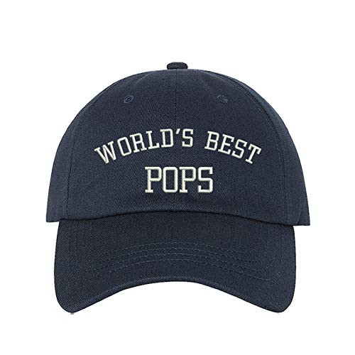 World's Best Pops Embroidered Baseball Hat - Hat's for Dad- Grandpa Baseball Cap- Dad Hat- Grandpa Hat -Navy- World's Best Pops Embroidered Baseball Hat - Hat's for Dad- Grandpa Baseball Cap- Dad Hat- Grandpa Hat -Navy-