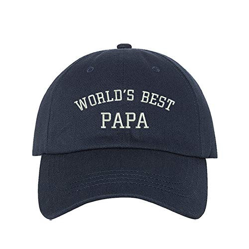 PRFCTO World's Best Papa Embroidered Baseball Hat - Hat's for Dad- Daddy Baseball Cap- Dad Hat- Grandpa Hat -Navy- PRFCTO World's Best Papa Embroidered Baseball Hat - Hat's for Dad- Daddy Baseball Cap- Dad Hat- Grandpa Hat -Navy-