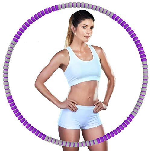 Exercise Hoop with Thicker Premium Foam-Upgrade Stainless Steel Core-8 Detachable Sections-Professional Exercise Hoops-Weight Loss  and  Burning Fat -Gray Purple- Exercise Hoop with Thicker Premium Foam-Upgrade Stainless Steel Core-8 Detachable Sections-Professional Exercise Hoops-Weight Loss  and  Burning Fat -Gray Purple-