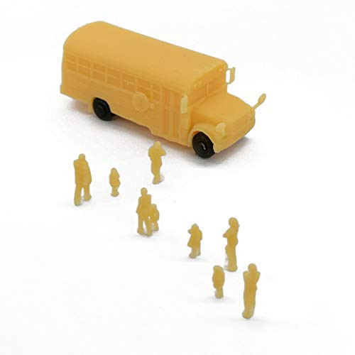 Outland Models Railroad Scenery School Bus with Kids and Parents N Scale 1-160