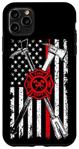 iPhone 11 Pro Max Patriotic Design Axe Halligan Thin Line Red Firefighter Case