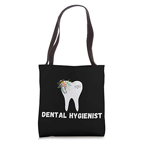 dental hygienist pretty tooth with cute flowers Oral hygiene Tote Bag