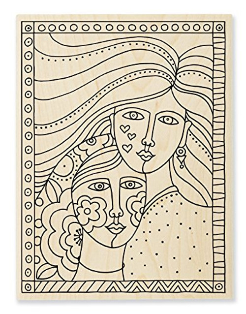 STAMPENDOUS Laurel Burch Wood Rubber Stamp Friendship