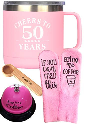 50th Happy Birthday Gift for Women- 50th Birthday Coffee Mug Tumbler- 50 and Fabulous- 50th Birthday Gift for Woman- I'm 50- Best Turning 50 Year Old Birthday Gift Ideas for Wife- Mom- Her