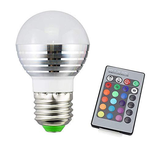 Superdream E27 Standard Screw Base 16 Colors Changing Dimmable 3W RGB LED Light Bulb with IR Remote Control for Home Decoration Bar Party KTV Mood Ambiance Lighting- 2pack