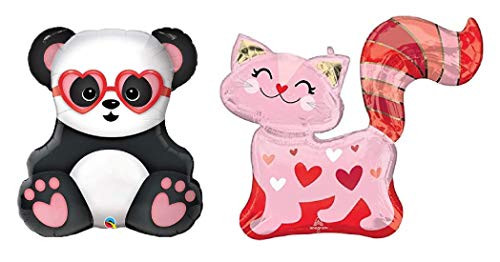 Lovable Panda Bear Jumbo 32inch Foil Balloon and Lovable Pink Kitty Jumbo 31inch Foil Balloon Bundle Lovable Panda Bear Jumbo 32inch Foil Balloon and Lovable Pink Kitty Jumbo 31inch Foil Balloon Bundle