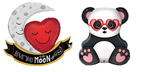Love You to The Moon and Back 42inch Foil Balloon and Lovable Panda Bear Jumbo 32inch Foil Balloon Bundle Love You to The Moon and Back 42inch Foil Balloon and Lovable Panda Bear Jumbo 32inch Foil Balloon Bundle