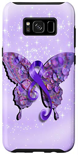 Galaxy S8Plus Purple Ribbons Butterflies Support Lupus Awareness Case