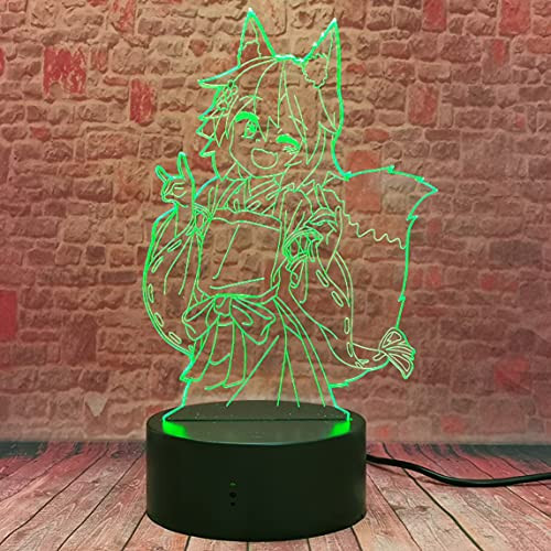 Fanrui Cute Cartoon The Helpful Fox Senko San Figure 3D Night Light - RGB 16 Colors Auto Change AA Battery Table Lamp LED Boys Bedroom Decor - Baby Kids Bros Family Baby Toys Xmas Birthday Gifts