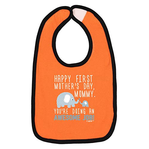 First Mothers Day Bib Mommy Baby Bibs Happy 1st Mothers Day Mommy Blue Elephants Baby Bib Orange/Black First Mothers Day Bib Mommy Baby Bibs Happy 1st Mothers Day Mommy Blue Elephants Baby Bib Orange/Black