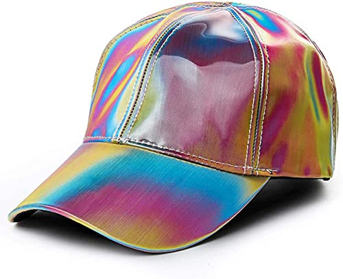 FirstCos Marty McFly Hat Replica Future Baseball Cap Curved Bill Rainbow Cosplay Cap Shining Adjustable Adult -One Size -Adjustable-- Curved Brim Cap- Ultra-Reflective Fabric-