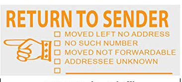 Return to Sender - Extra Large JYP 4915 Self Inking Rubber Stamp -Orange Ink-