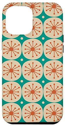 iPhone 12 Pro Max Atomic Age Retro Mid Century Dots Orange Beige Teal Case