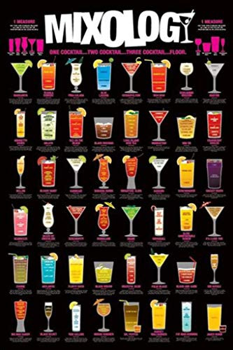 Pyramid America Mixology Cocktail Mixed Drinks Chart Laminated Dry Erase Sign Poster 24x36