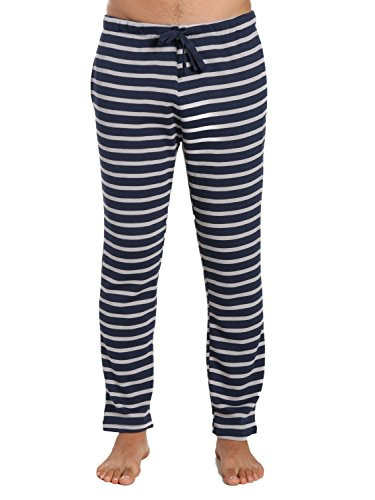 Men's Waffle Knit Thermal Lounge Pants - Stripes Navy/Heather Grey - Medium