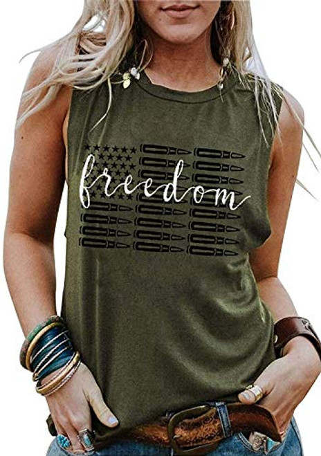 CYLIDA Freedom Fourth of July American Flag Shirt July 4th Womens Tank Tops Patriotic Camis Clothes -M- Green4- CYLIDA Freedom Fourth of July American Flag Shirt July 4th Womens Tank Tops Patriotic Camis Clothes -M- Green4-