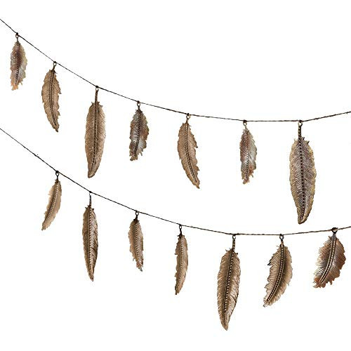 Midwest CBK 72" Distressed Stamped Metal Feathers Garland Midwest CBK 72" Distressed Stamped Metal Feathers Garland