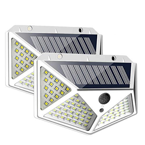 Solar Lights Outdoor- 100 LED Wireless Solar Motion Sensor Light with 3 Optional Modes- 270 Wide Angle- IP65 Waterproof- Solar Powered Security Lights for Outside -2 Pack- Solar Lights Outdoor- 100 LED Wireless Solar Motion Sensor Light with 3 Optional Modes- 270 Wide Angle- IP65 Waterproof- Solar Powered Security Lights for Outside -2 Pack-