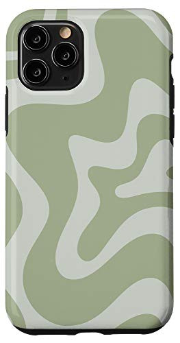 iPhone 11 Pro Sage Green Retro Liquid Swirl Abstract Pattern Case
