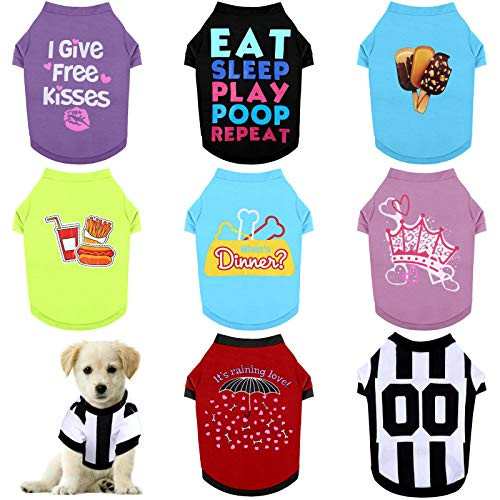 RUODON 8 Pieces Pet Breathable Shirts Printed Puppy Shirts Pet Sweatshirt Cute Dog Apparel Puppy Dog Clothes Soft T-Shirt for Pet Dogs and Cats -Large- RUODON 8 Pieces Pet Breathable Shirts Printed Puppy Shirts Pet Sweatshirt Cute Dog Apparel Puppy Dog Clothes Soft T-Shirt for Pet Dogs and Cats -Large-