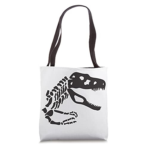 T-Rex Dinosaur Fossil Skeleton -Black Logo Design- Tote Bag