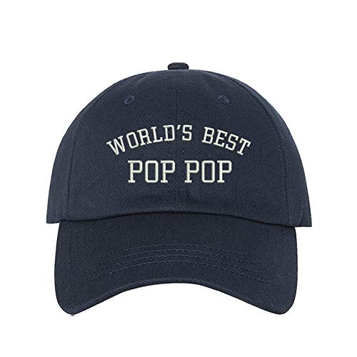 PRFCTO World's Best Pop Pop Embroidered Baseball Hat - Best Grandpa Hat- Daddy Hat -Navy- PRFCTO World's Best Pop Pop Embroidered Baseball Hat - Best Grandpa Hat- Daddy Hat -Navy-