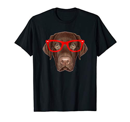 Chocolate Labrador Retriever with glasses T-Shirt lab
