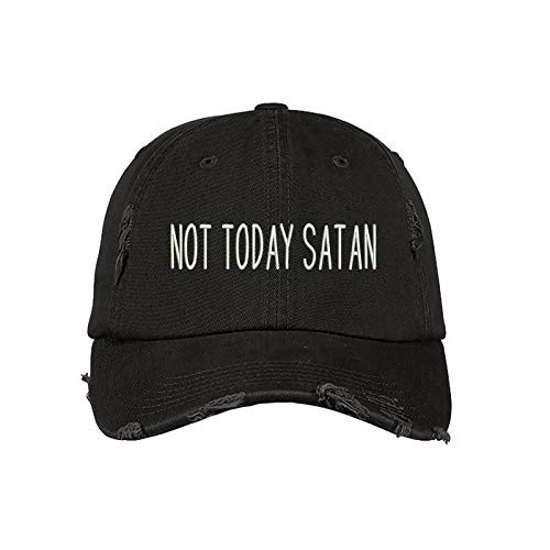 Prfcto Lifestyle Not Today Satan Distressed Dad Hat- Baseball Cap- Unisex -Black-