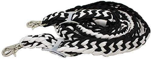 CHALLENGER Roping Knotted Horse Tack Western Barrel Reins Rein Nylon Braided Black WH 60703