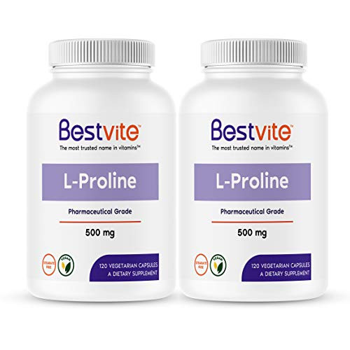 L-Proline 500mg -240 Vegetarian Capsules- -2-Pack- - No Stearates - No Fillers - Vegan - Gluten Free - Non GMO L-Proline 500mg -240 Vegetarian Capsules- -2-Pack- - No Stearates - No Fillers - Vegan - Gluten Free - Non GMO