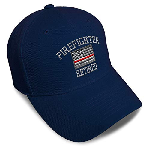 Speedy Pros Baseball Cap Firefighter Fireman Retired Embroidery Acrylic Dad Hats for Men  and  Women Strap Closure Navy