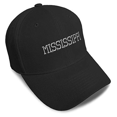 Speedy Pros Baseball Cap Mississippi State USA America Embroidery Acrylic Dad Hats for Men  and  Women Strap Closure Black Design Only